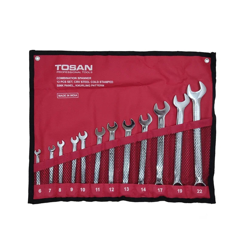 مجموعه 12 عددی آچار یکسر تخت یکسر رینگی توسن مدل TI101-S12