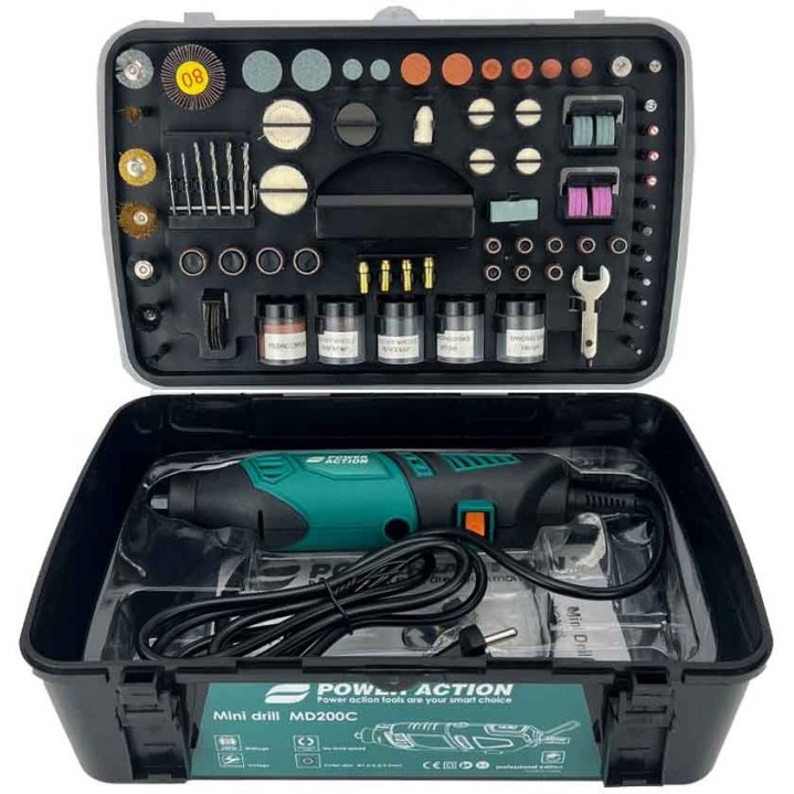 فرز مینیاتوری دیمردار پاوراکشن مدل MD200C مجموعه 218 عددی 3.2 میلیمتر توان 200 وات